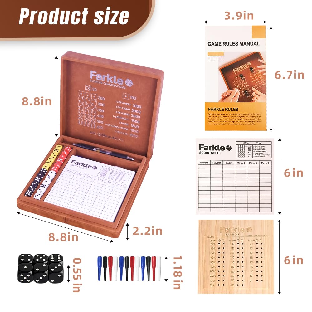 WUQIREN Farkle tray shows embedded scoring combinations for quick tallying