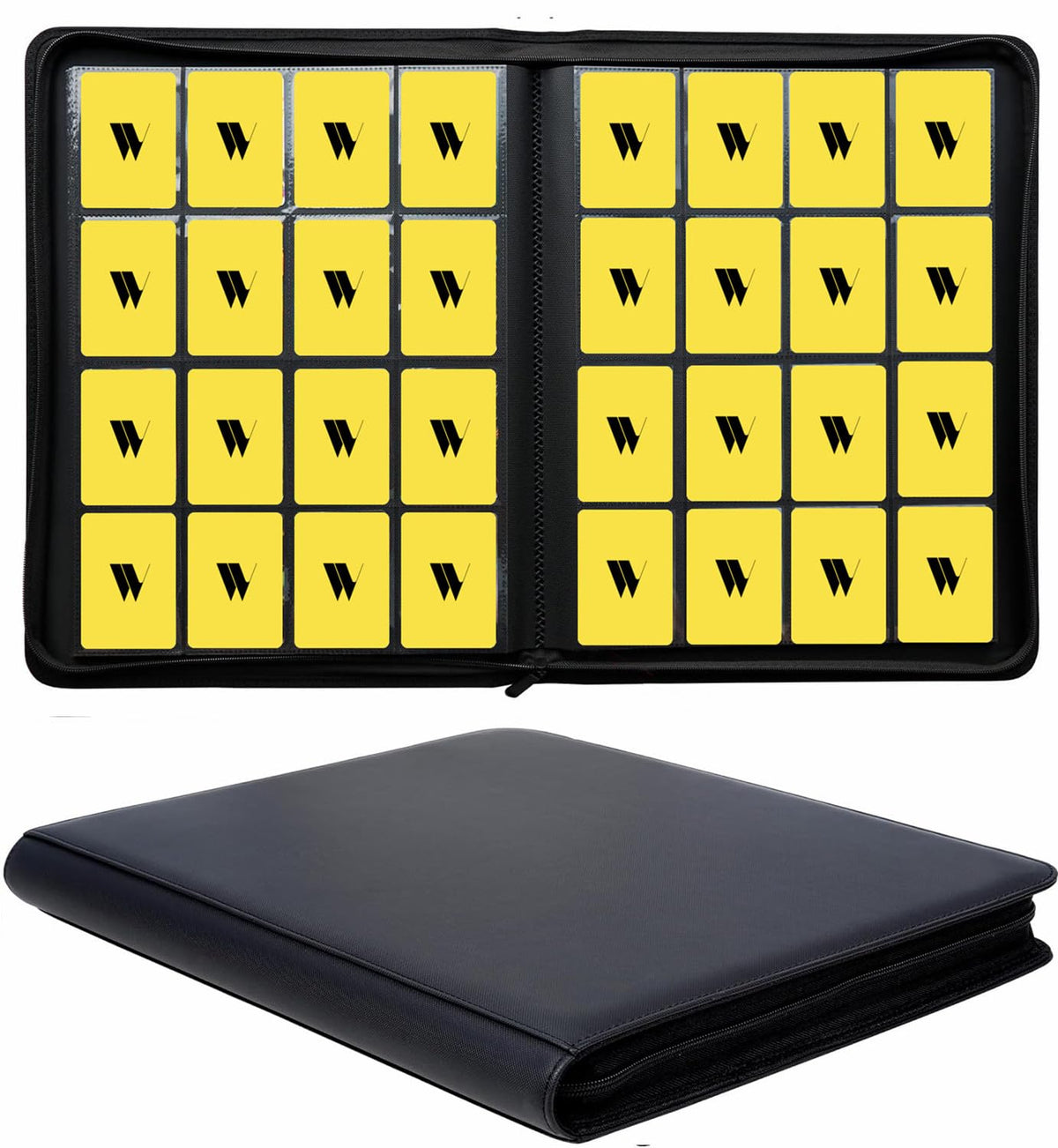 WUTONMU 16-pocket binder front cover view enables quick card access.