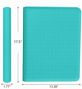 WUTONMU teal binder in use for MTG and sports cards collection.