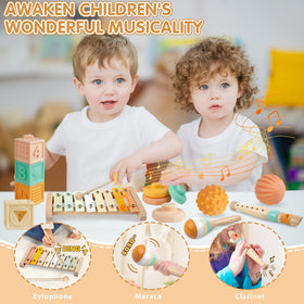 Wuzhineisn 6-in-1 baby toys clarinet for textured learning and fine motor practice.