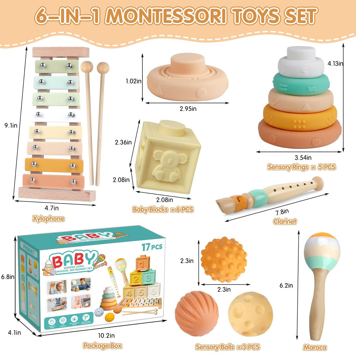 Wuzhineisn 6-in-1 baby toys sensory balls for grip and exploration.