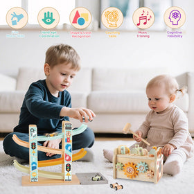 Wuzhineisn wooden car ramp toy sparks imaginative play and tracking sequences