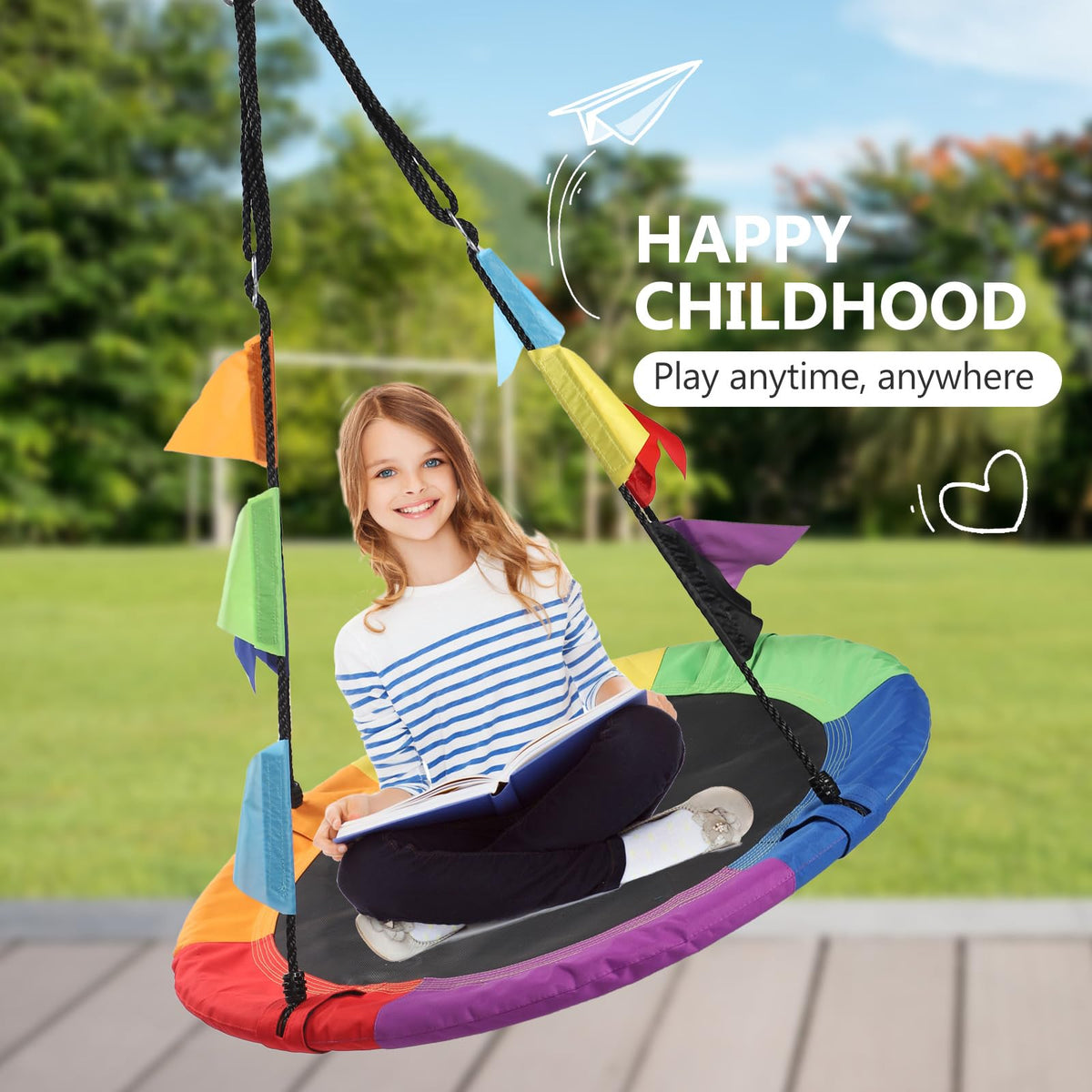 WV Wonder View 40inch diameter provides plenty of room for multiple kids to swing.
