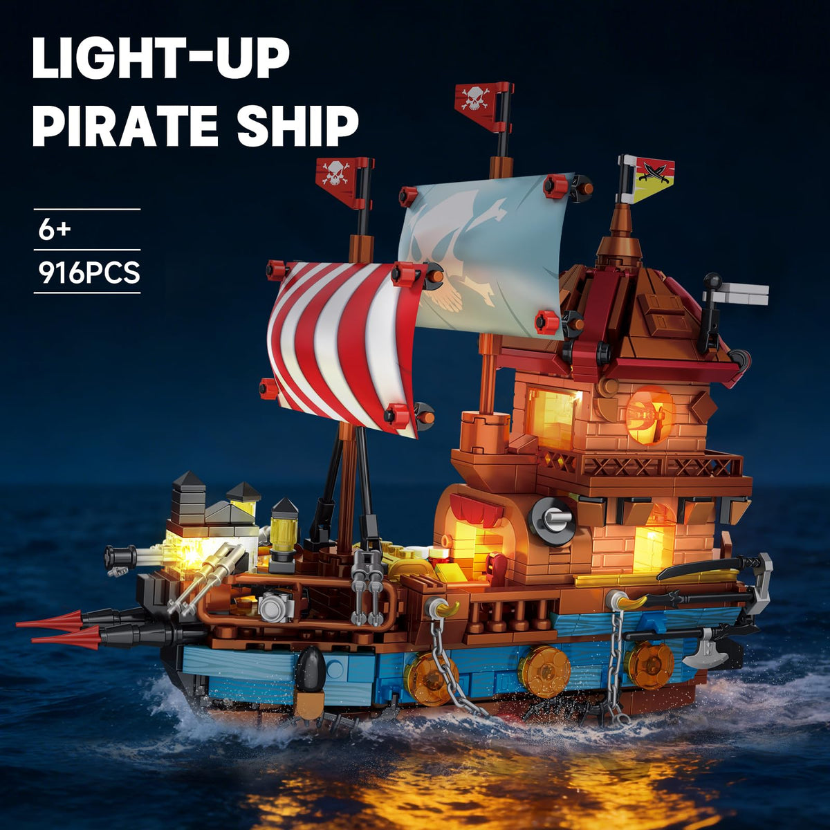WVINVW pirate ship cabin interior lit to highlight craftsmanship