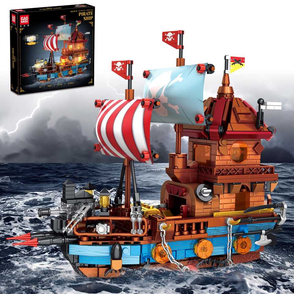 WVINVW LED pirate ship front deck showcases detailed hull design for display