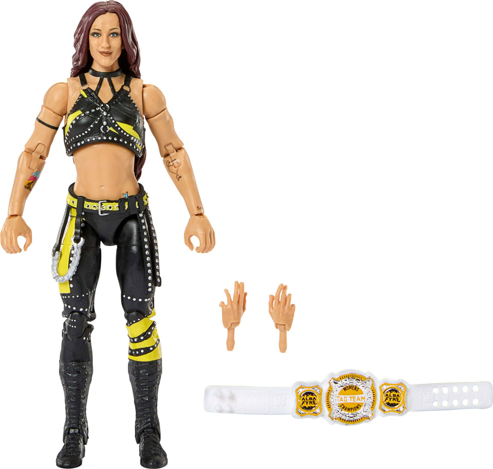 WWE Alba Fyre figure face detail for lifelike display and character recognition.