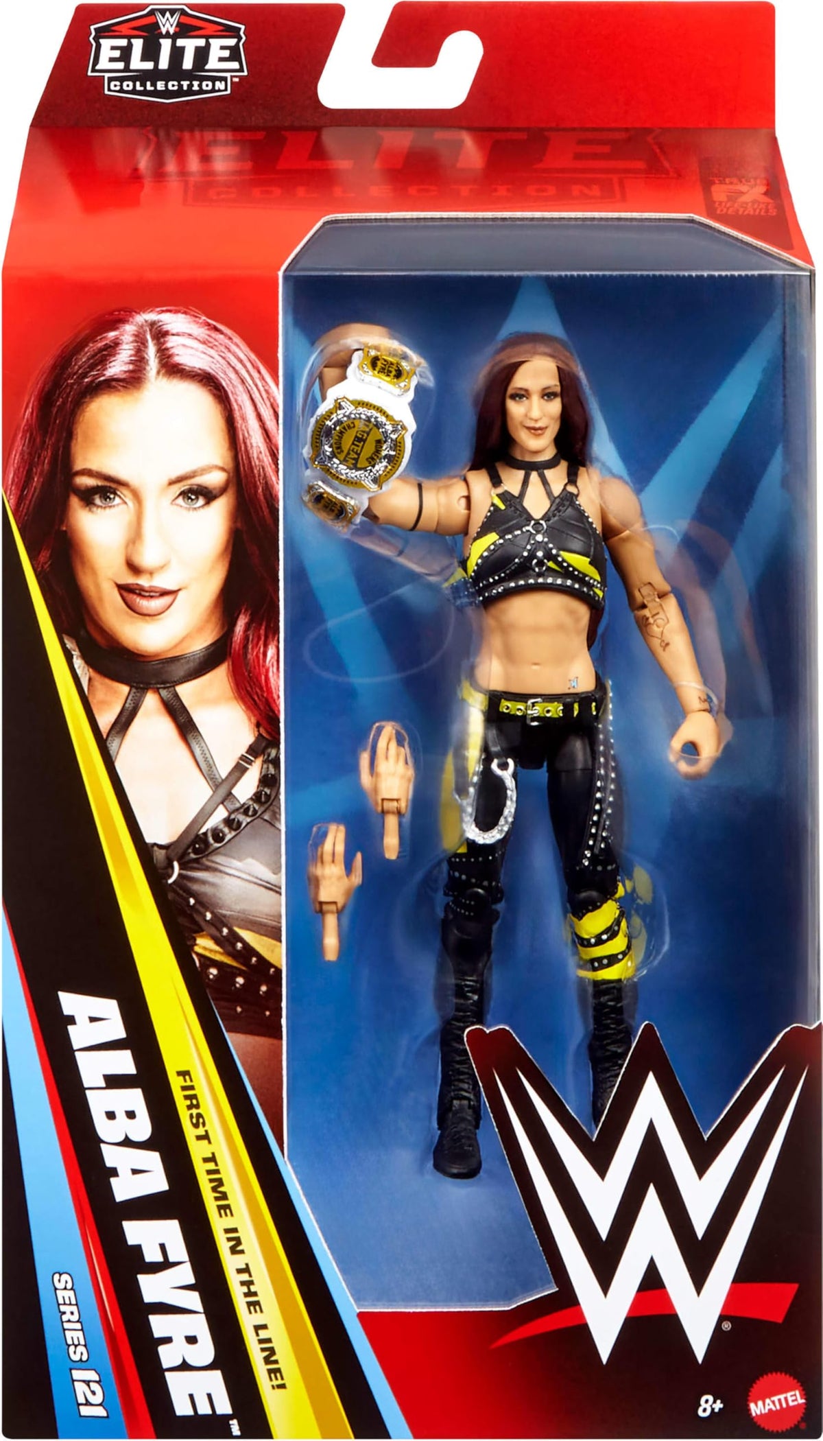 WWE Alba Fyre Series 121 packaging shows premium presentation.