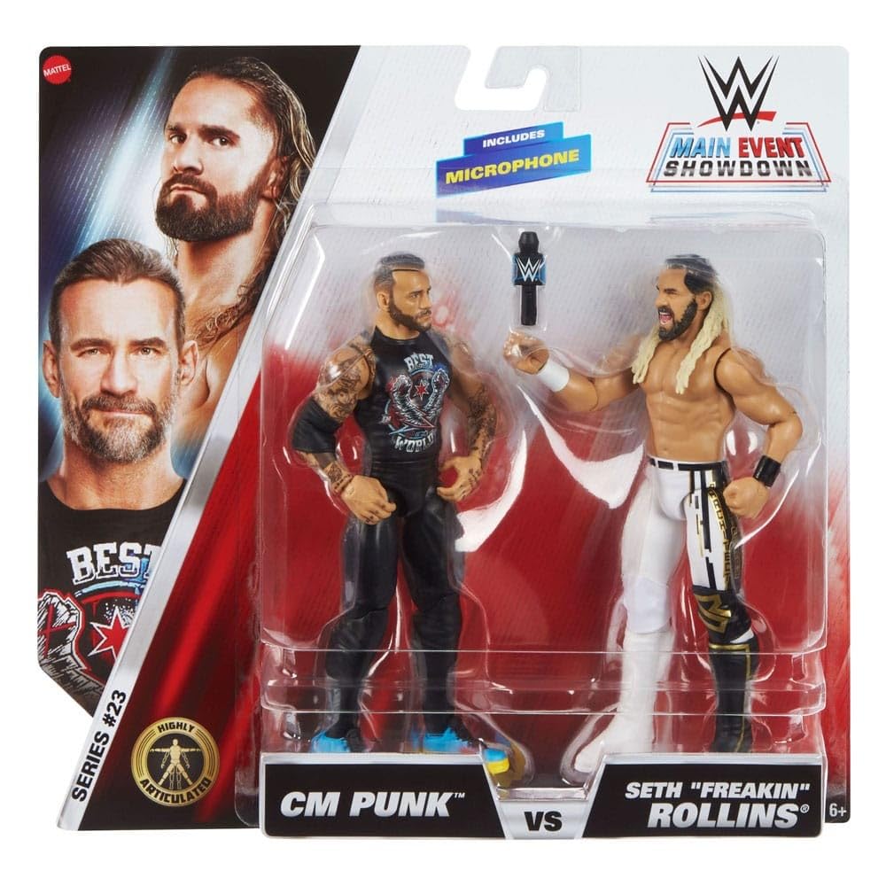 WWE CM Punk main event 2-pack 23 box artwork close-up for display