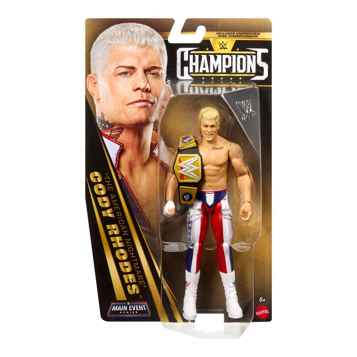 WWE Cody Rhodes figure front view with detailed craft for display and play