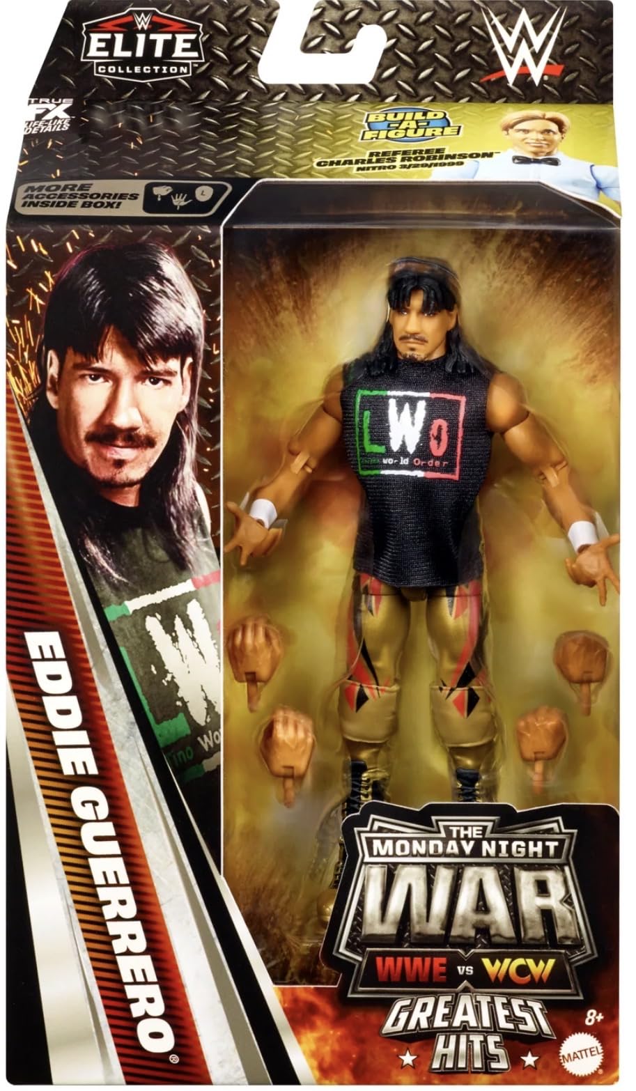 WWE Eddie Guerrero figure with LWO sleeveless shirt for dynamic display options.