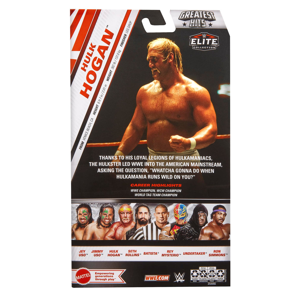 Includes WWE Championship belt for an authentic Hogan display and storytelling