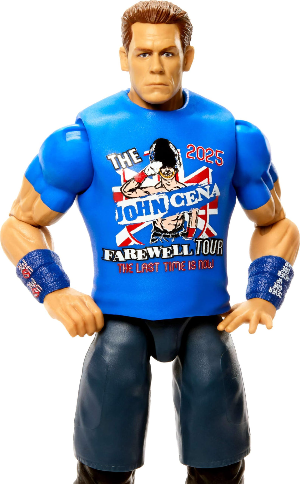 WWE John Cena figure front view with 14 articulation points for dynamic posing