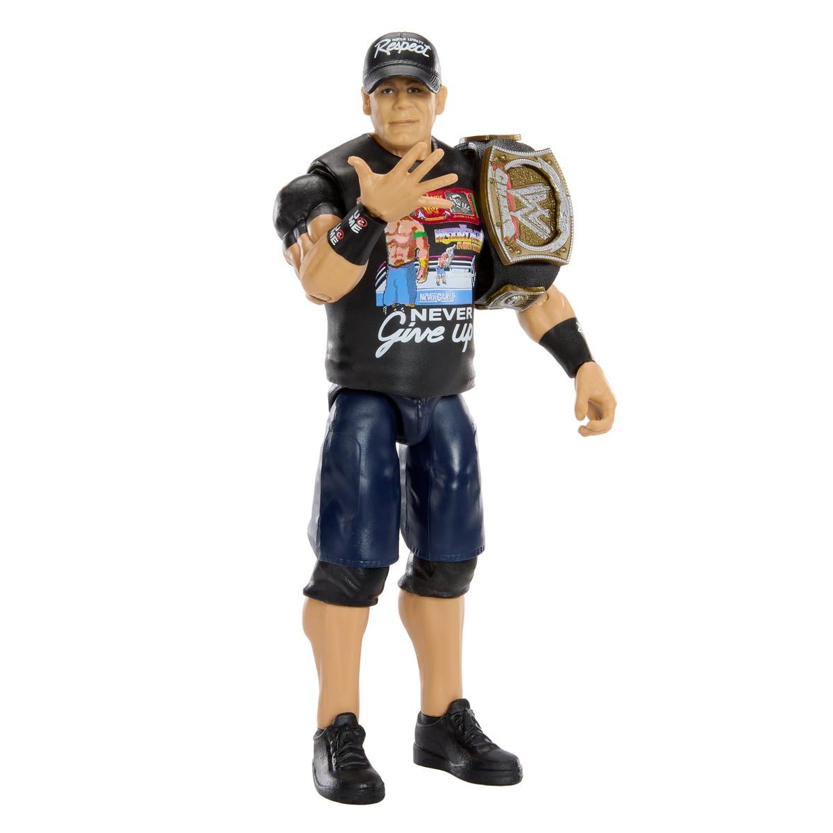 WWE John Cena Main Event Series figure front view with belt for display
