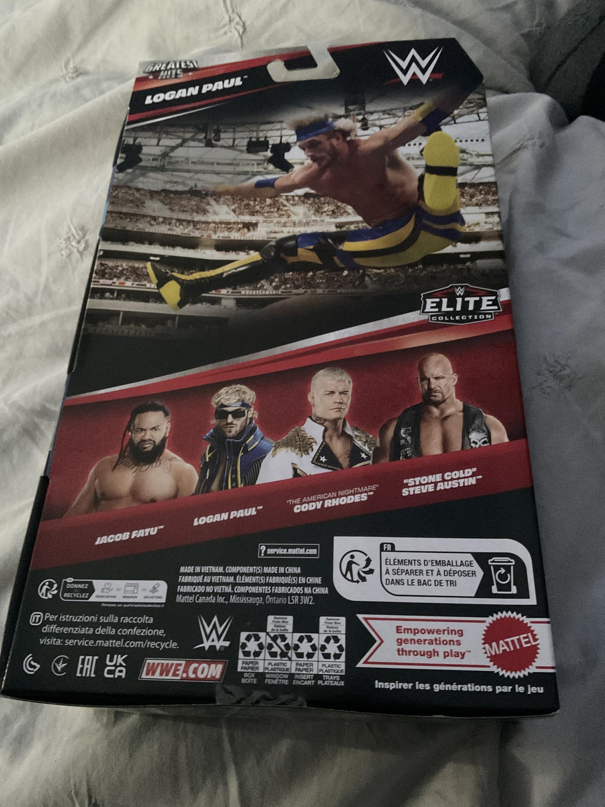 WWE Logan Paul Elite display stand for easy posing.