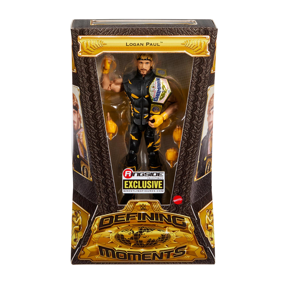 WWE Logan Paul US Title Defining Moments front view figure with detailed headscan for dynamic display.
