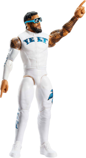 Jey Usos action figure with 14 articulation points for recreating signature moves.
