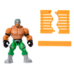 WWE Rey Mysterio green Knuckle Crunchers 3-inch figure in dynamic pose for play or display