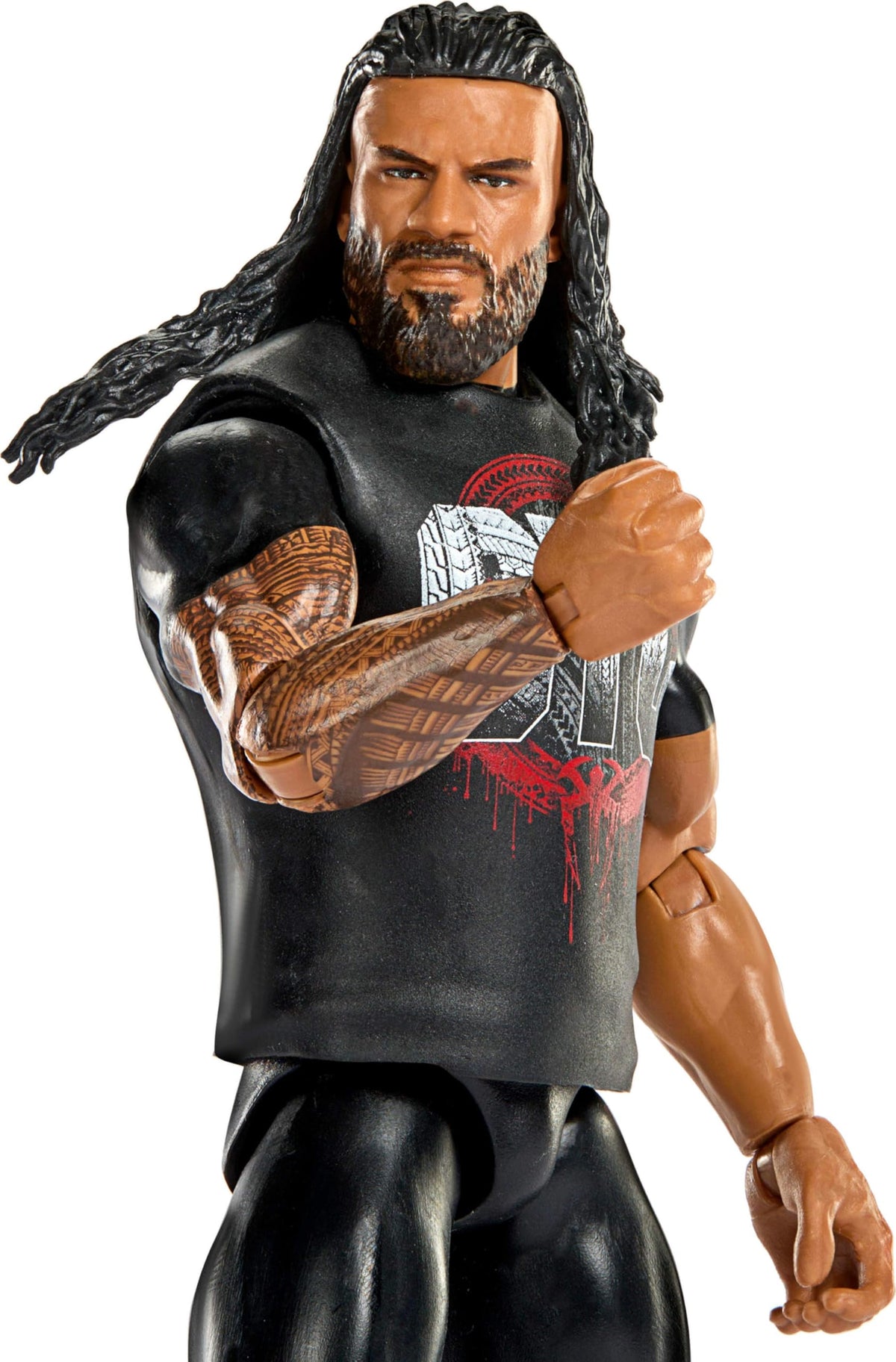 WWE Roman Reigns Main Event Series 160 face details with TrueFX realism.