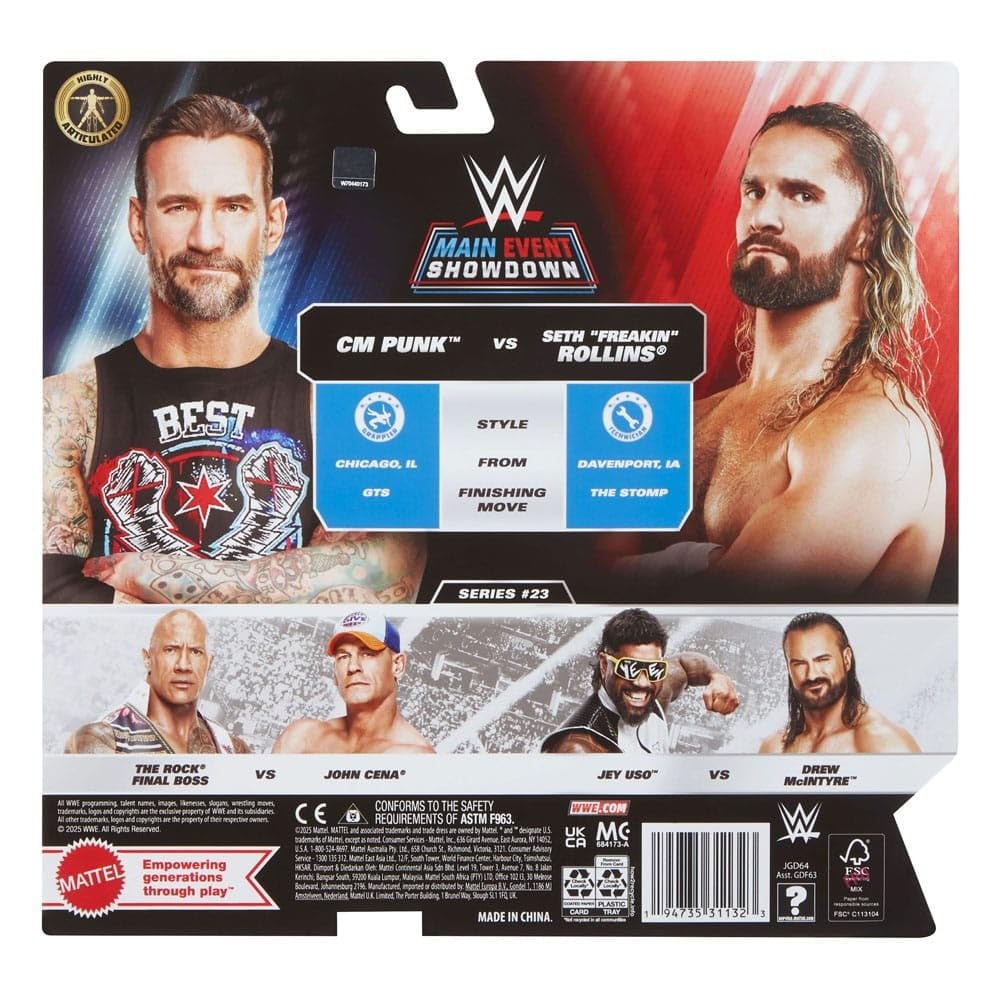 WWE Seth Rollins main event 2-pack 23 figure posing for dynamic action play