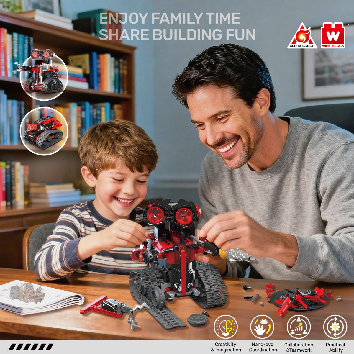 W WISE BLOCK 4-in-1 robot modes showcase versatile play