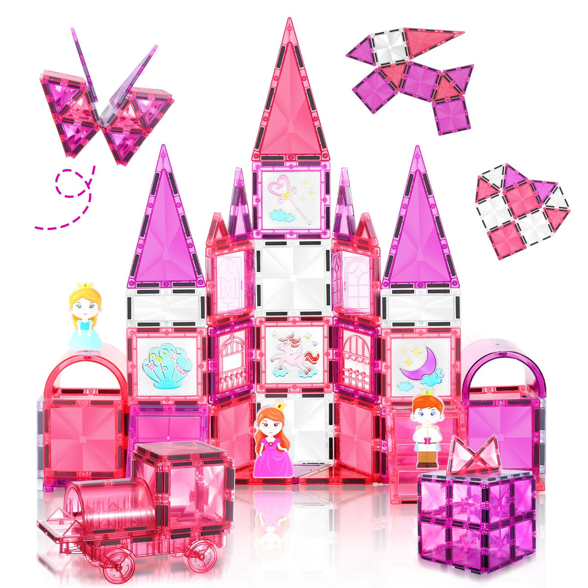 W WISE BLOCK princess castle tiles forming a colorful royal scene to inspire storytelling and spatial learning.
