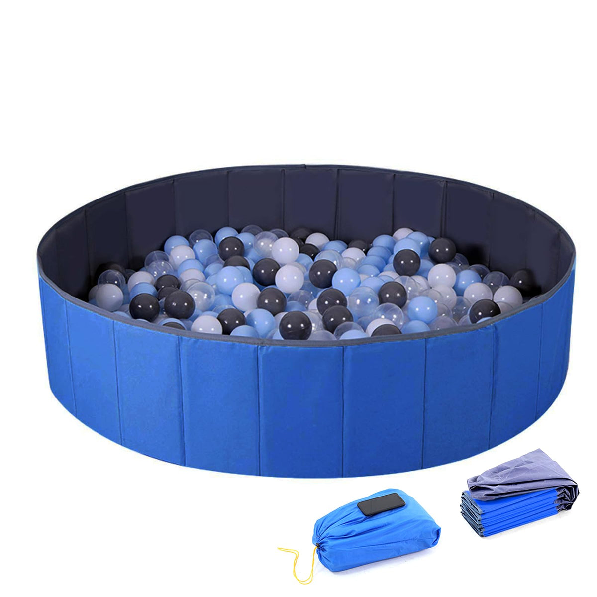 WWS 4ft ball pit folds for portable setup in blue, ideal for indoor play