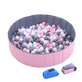WWS 4 ft blue ball pit side view offers spacious play for kids indoors.