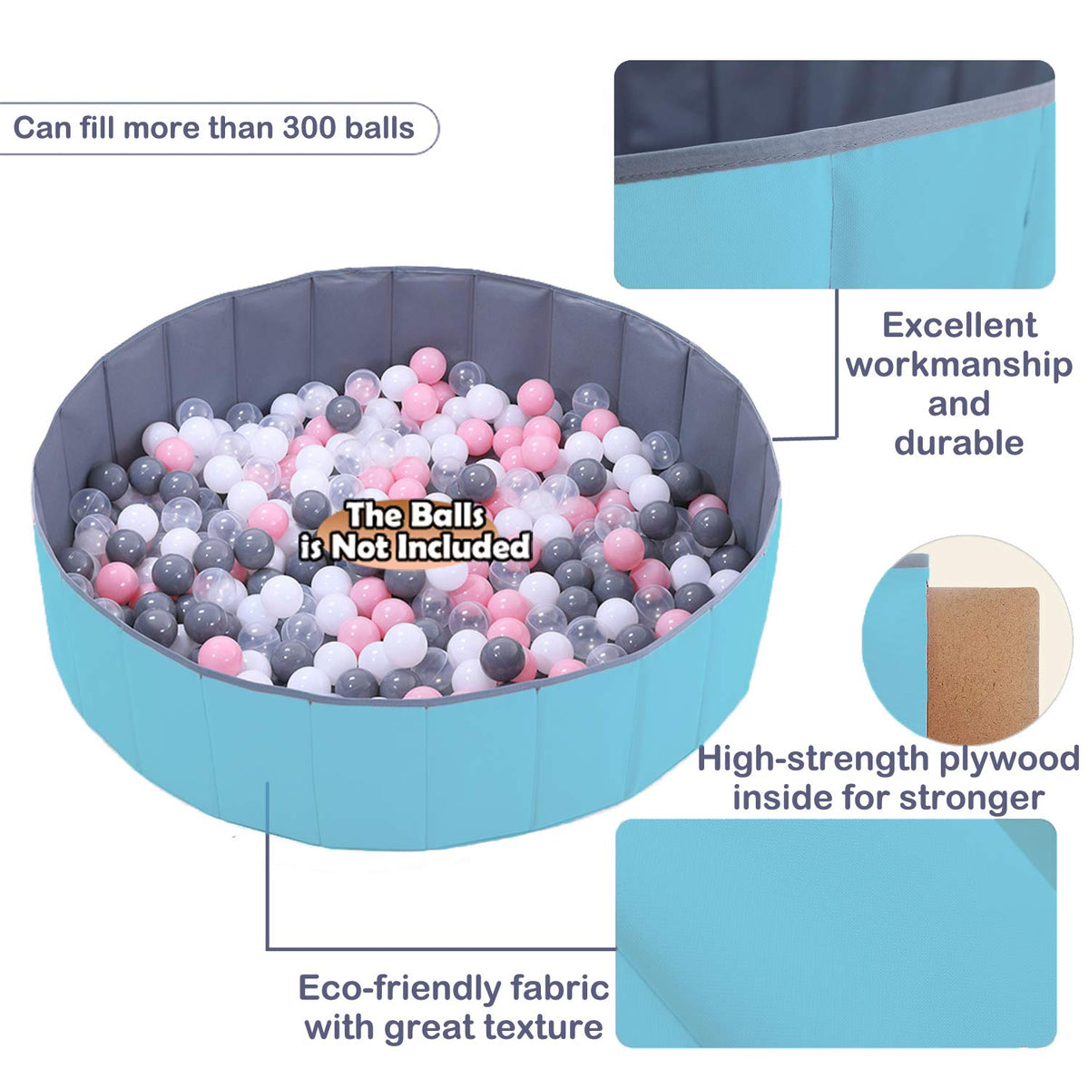 WWS ball pit durable eco fabric construction for long-lasting use.