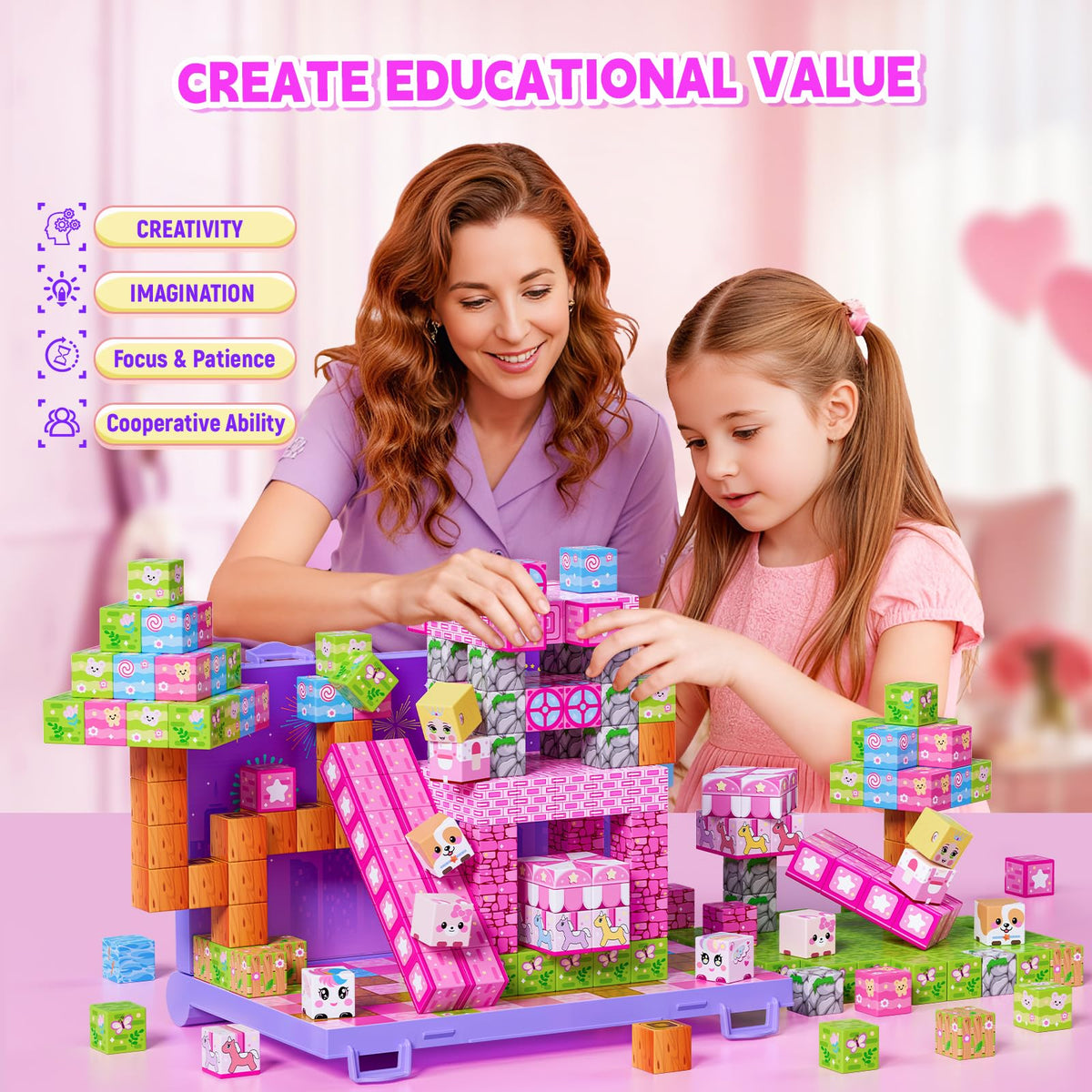 Wxlbr Magnetic Blocks learn through play promotes early STEM skills.