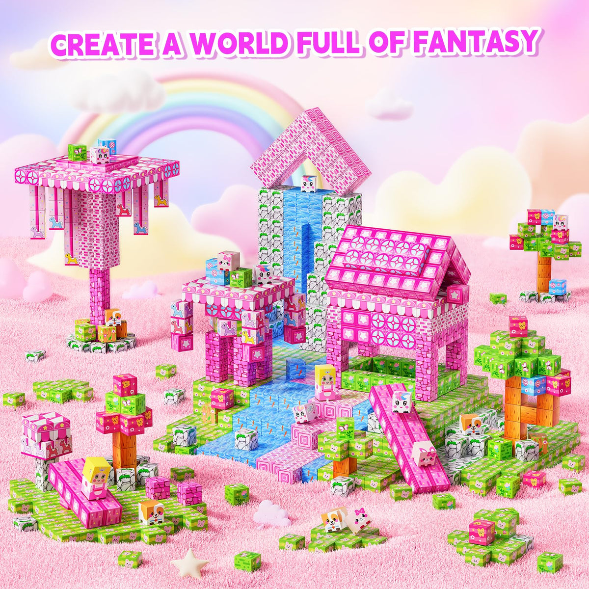Wxlbr Magnetic Blocks one inch cubes for sturdy multi level builds.