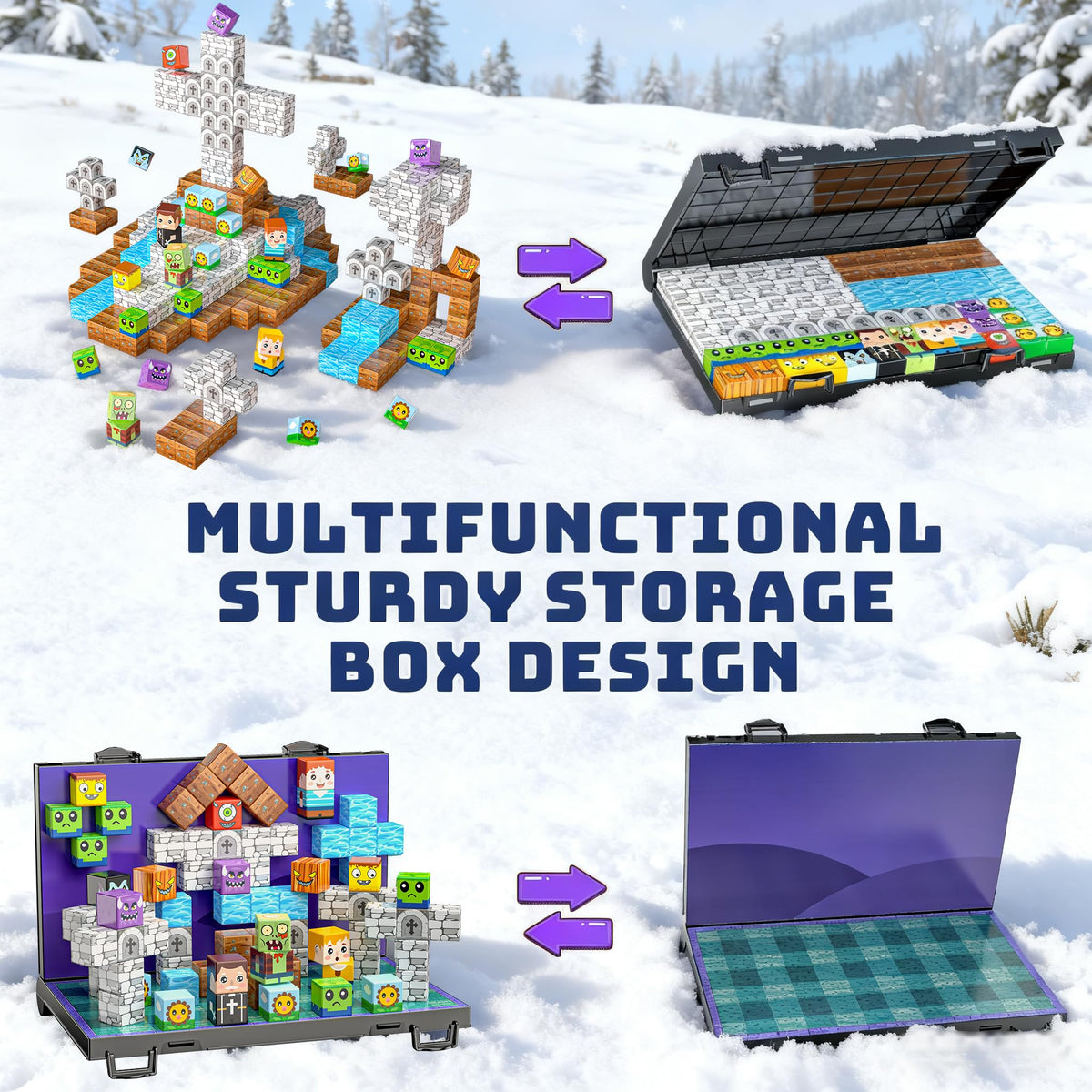 Wxlbr one-inch magnetic blocks close-up showing sturdy magnets for stable builds.