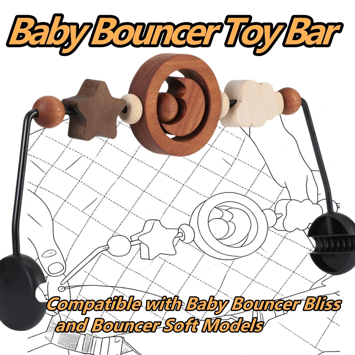 WYFWFDF 12-inch attachment length fits most baby bouncers for easy setup.
