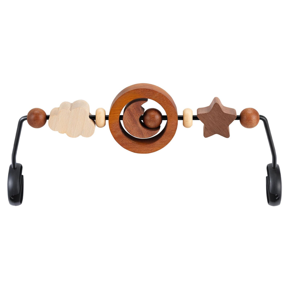 WYFWFDF toy bar in natural wood with moon and stars to spark baby's visual exploration.