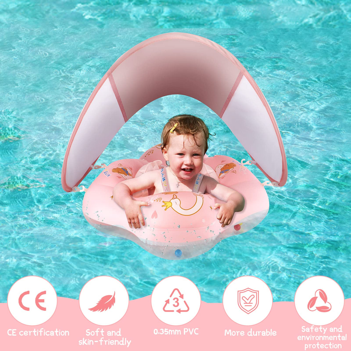 WYRIAZA 0.35mm PVC material offers durable, gentle contact for babies