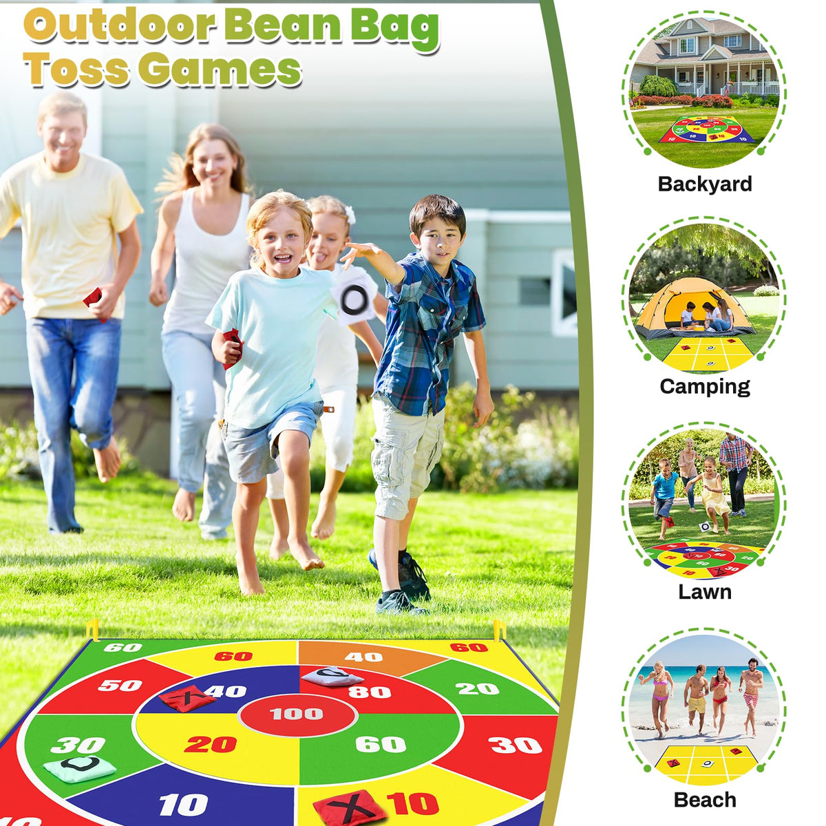 WYRJXYB double-sided play mat enabling tic tac toe and toss games