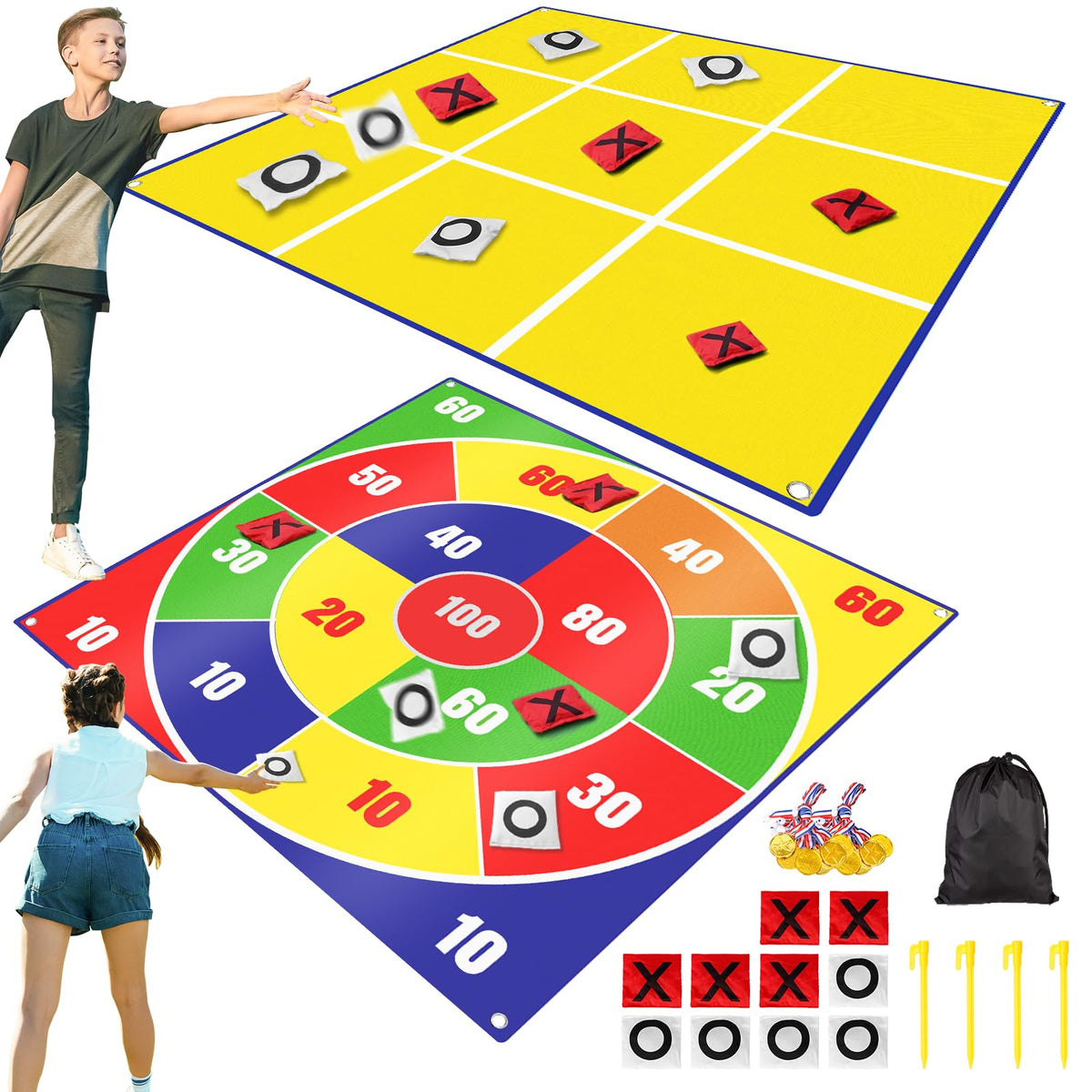 WYRJXYB giant tic tac toe mat for family outdoor fun and quick setup