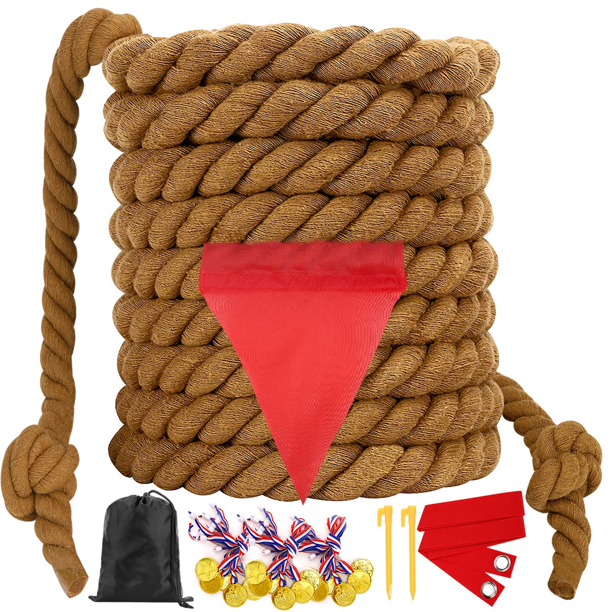 WYRJXYB Tug of War rope 40ft, soft twisted cotton for all ages