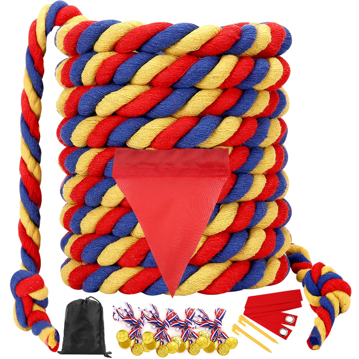 WYRJXYB Tug of War Rope 60ft set up in a sunny backyard for group play