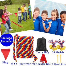 Adults participating in a team-building activity using the WYRJXYB rope