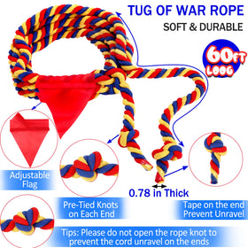 Close-up of pre-tied knots on the WYRJXYB tug of war rope for durability