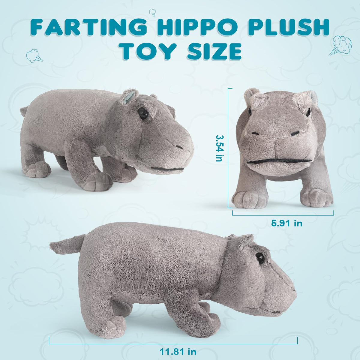 WYZOID hippo plush toy fart sounds feature adds lighthearted prank possibilities.