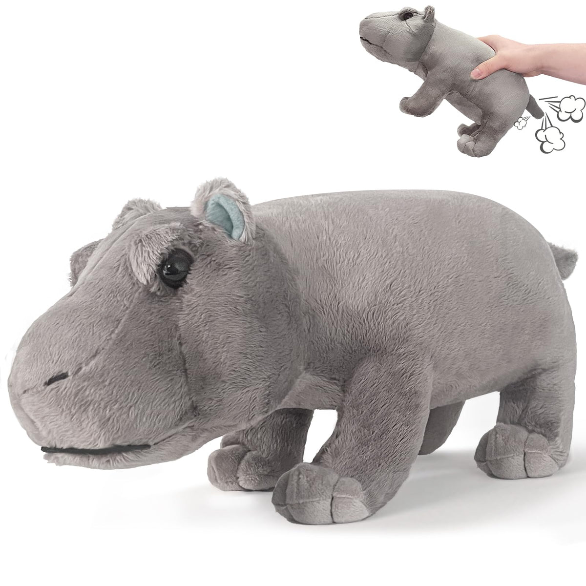 WYZOID hippo plush toy front view inviting cuddles and playful interaction.