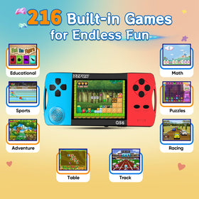 X-JOYKIDS device preloaded with 216 classic games for instant family fun.