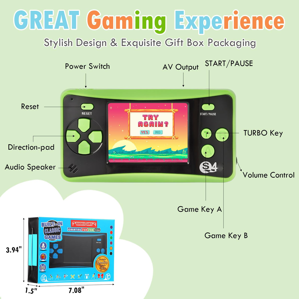 X-JOYKIDS handheld arcade back view highlighting portability.