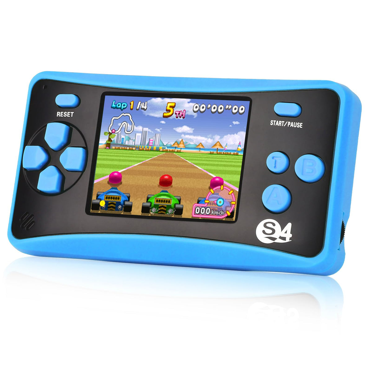 X-JOYKIDS handheld console front view with kid-friendly blue design for ages 4-10.