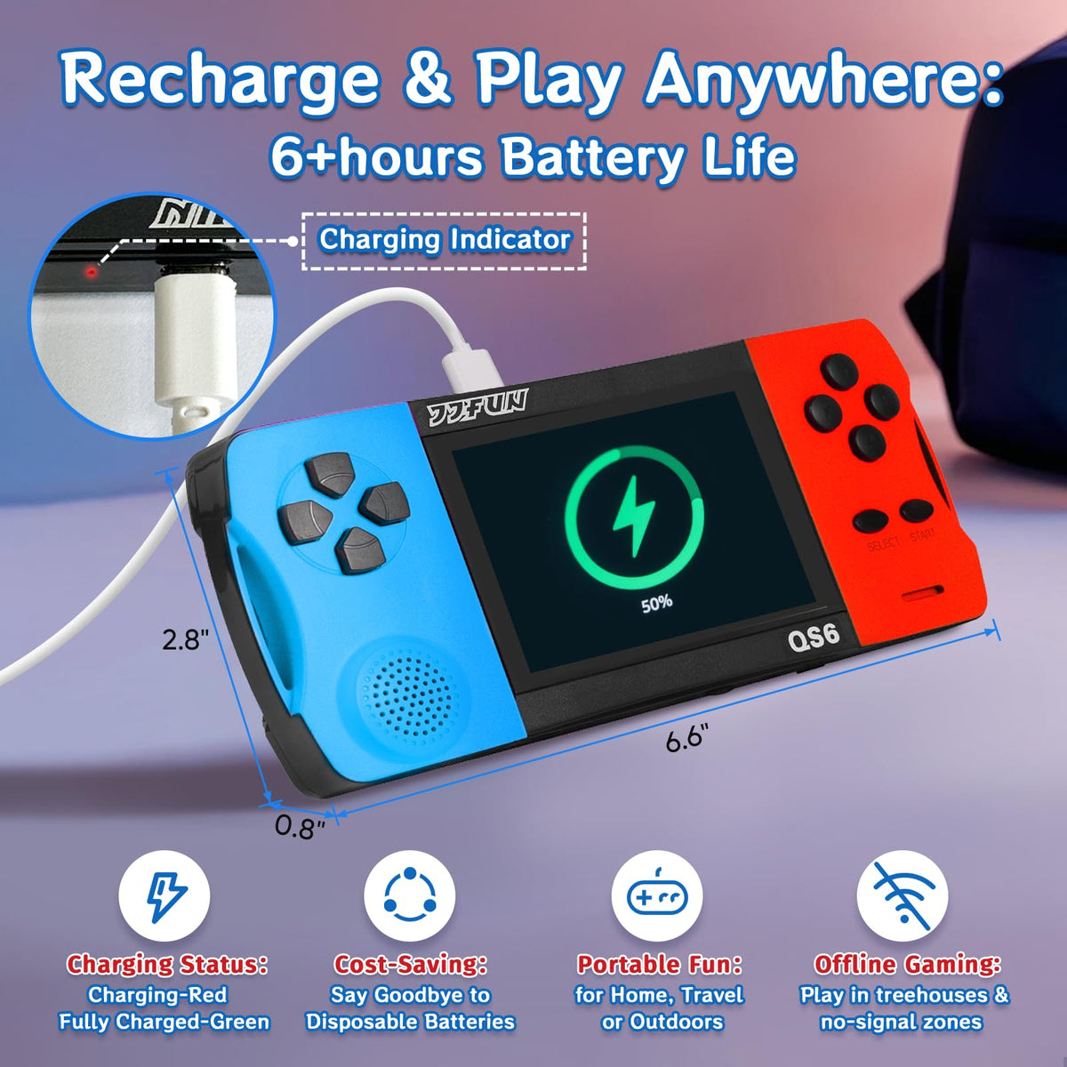 X-JOYKIDS rechargeable 1800mAh battery supports hours of play on the go.