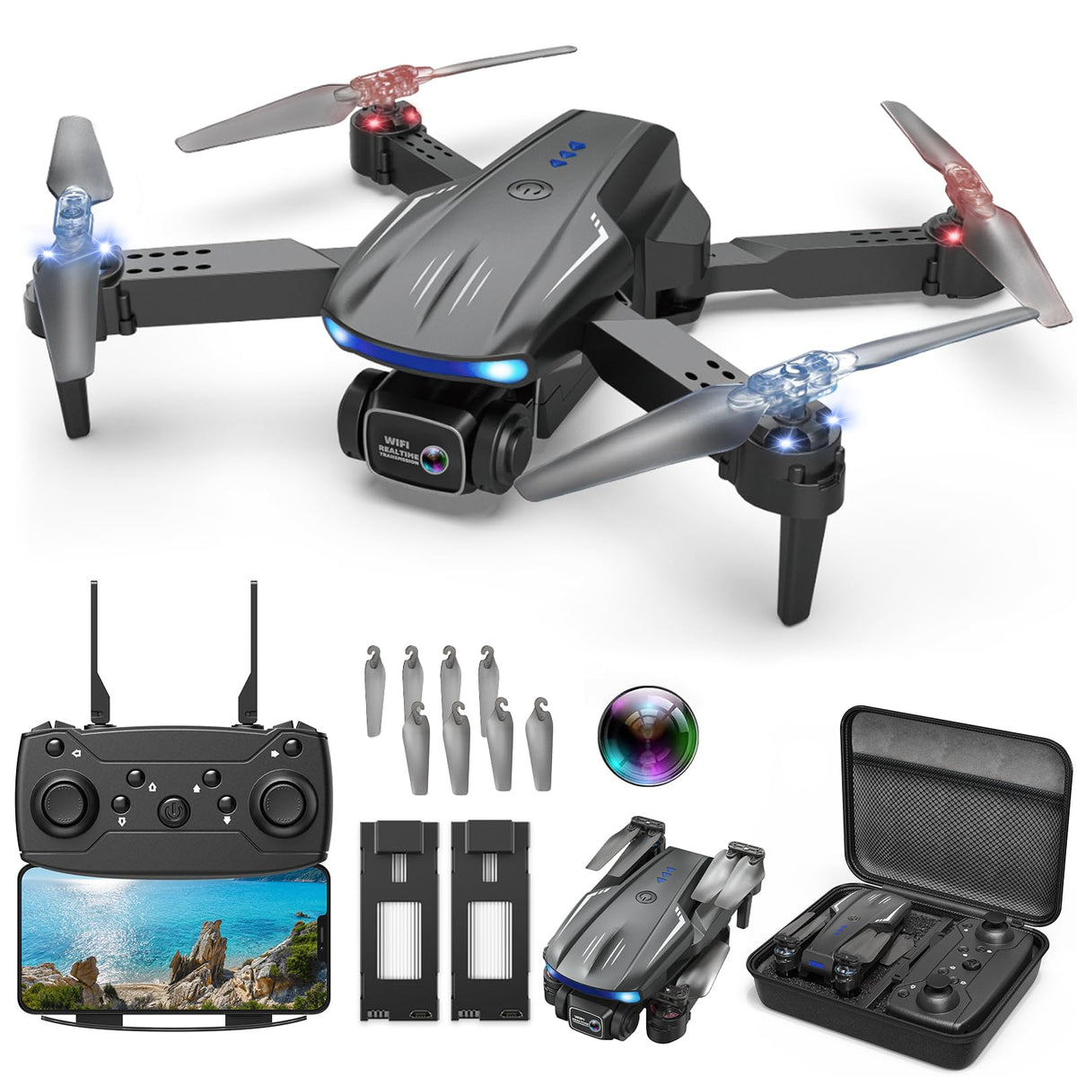 X-shop drone with adjustable 1080p camera angle for sharp aerial shots