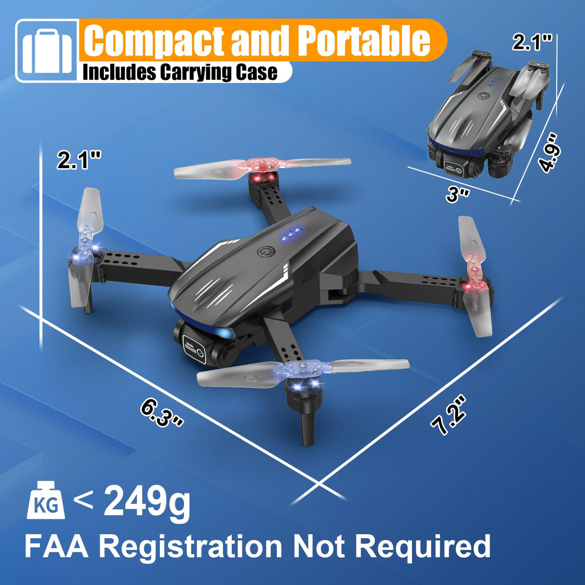 X-shop drone includes two batteries for up to 30 minutes of flight