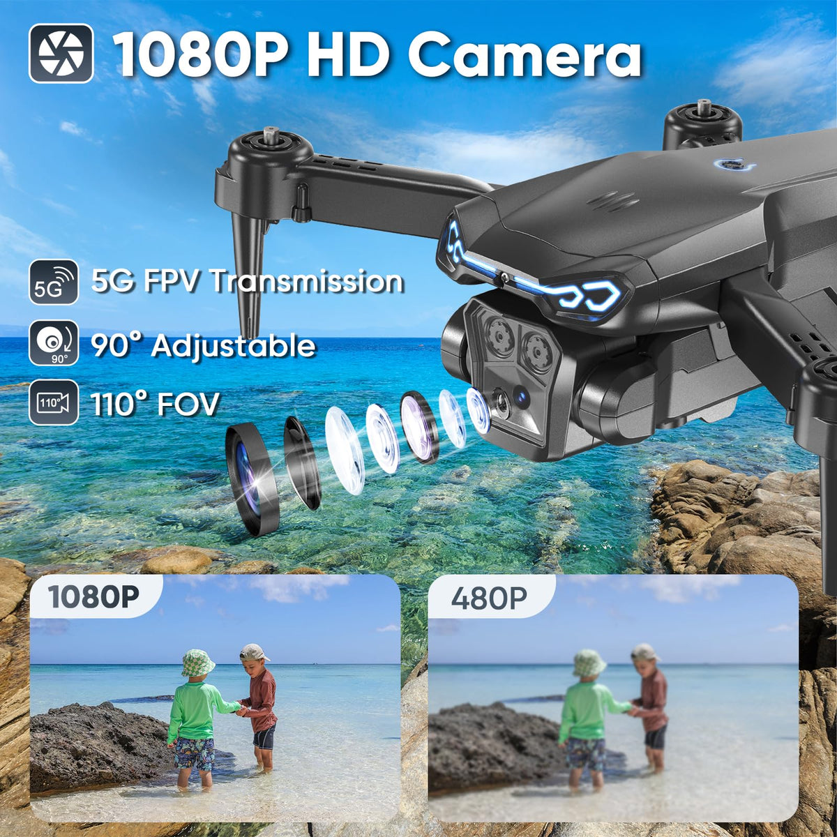 X-shop Foldable Drone one-key-start simplifies takeoff for beginners