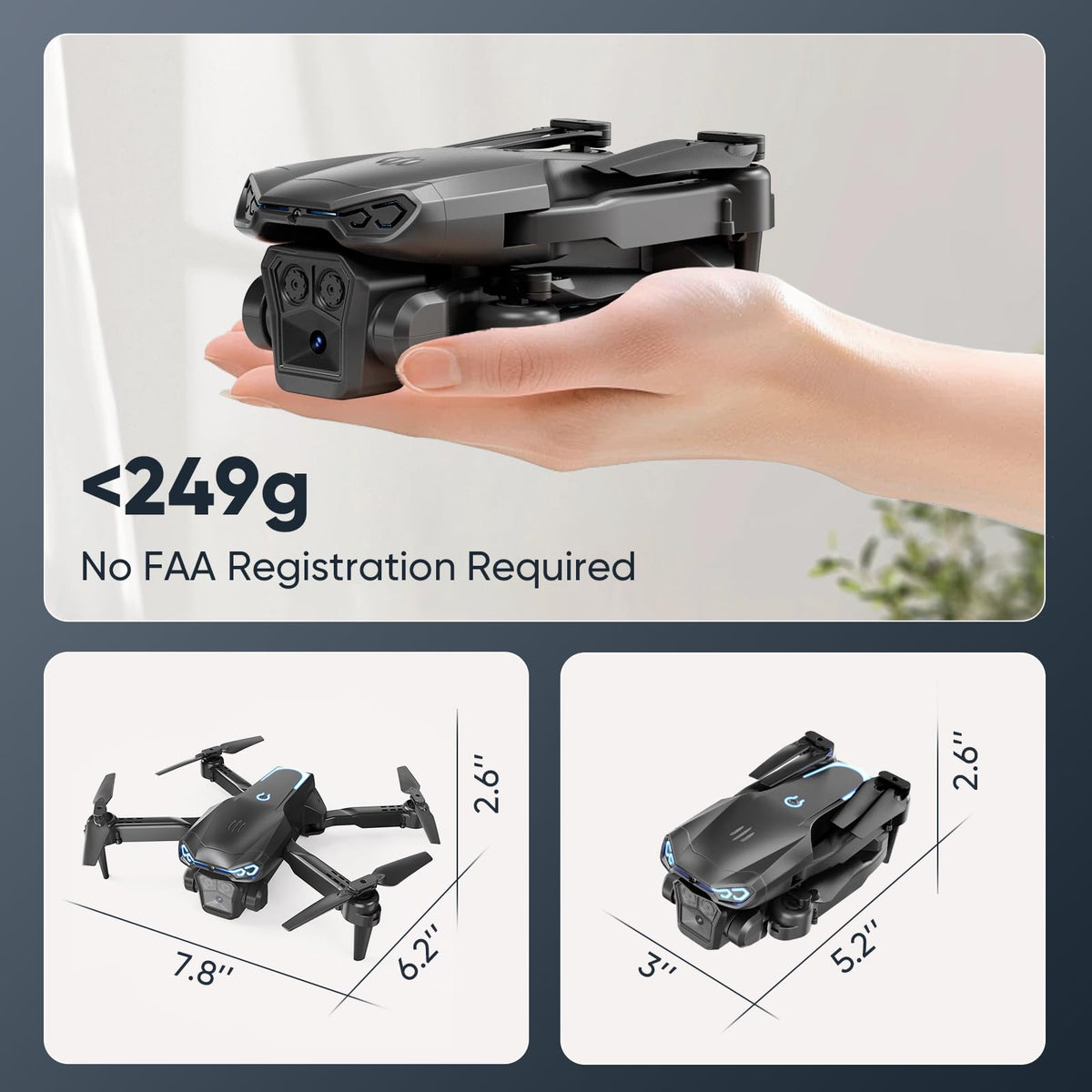 X-shop Foldable Drone under 250g for easy portability